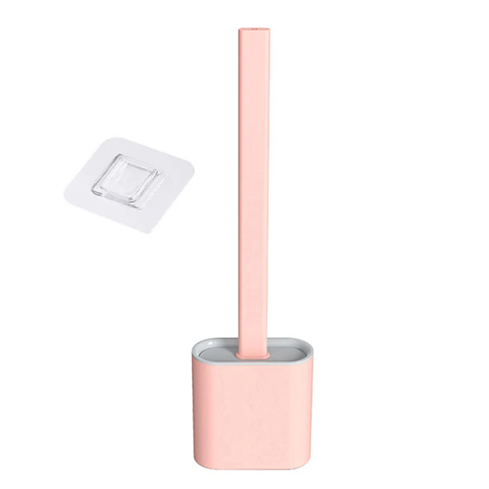

TPR Head Toilet Brush Holder Wall-Mounted Soft Flat Lightweight Small Set Bathroom for Household Bathroom Decoration