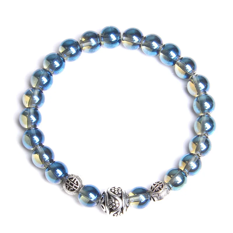 Женский мужской серебряный металлический браслет-Талисман из бусинок синтез