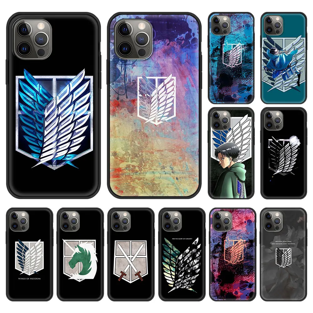 

Anime Attack On Titan Logo for iPhone 13 11 12 Pro Max Case 7 8 Plus SE2020 X XR XS Max Luxury Silicone Back Cover Phone Cases