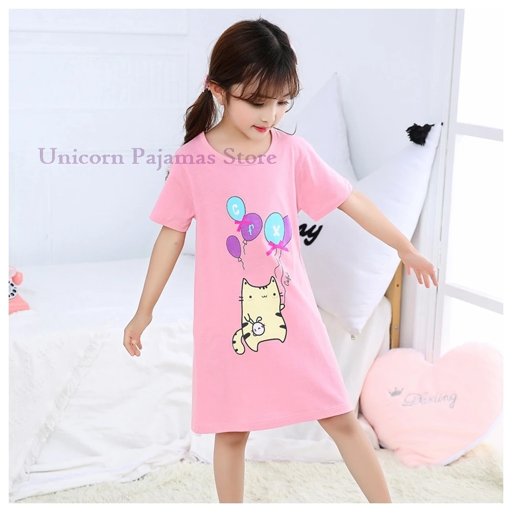 Летнее Ночное платье для девочек розовые ночные рубашки с рисунком Тоторо одежда