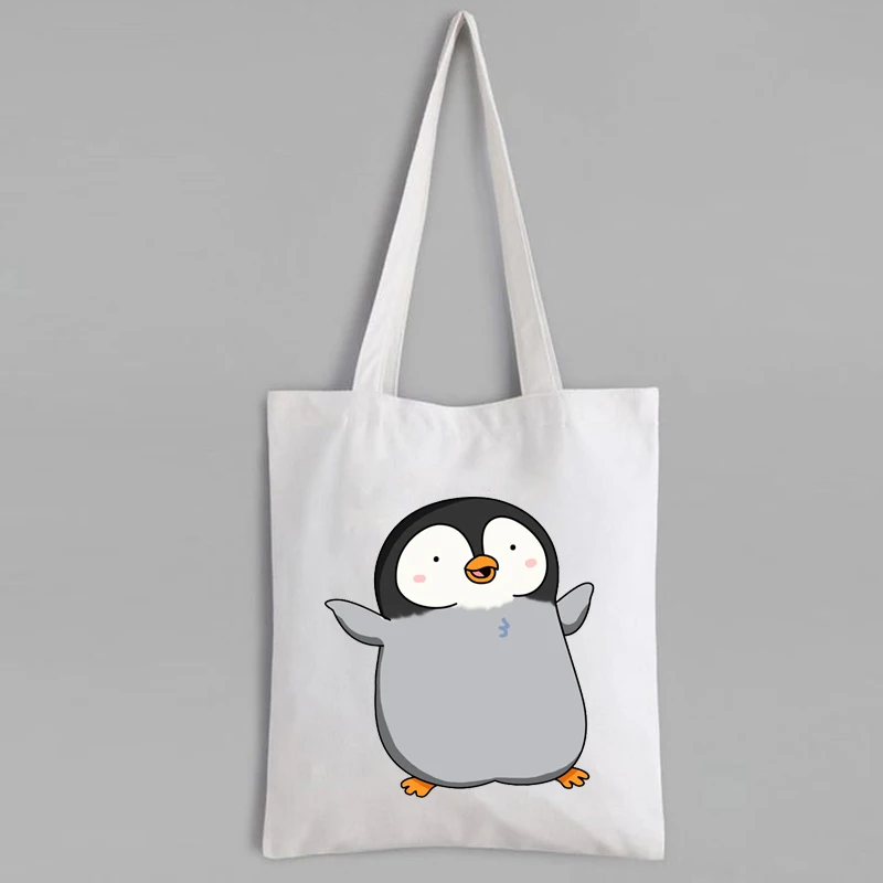 

Kawaii Penguin Tote Bag Custom Shopping Bags with Logo Animal Prints Canvas Tote Bag Eco Friendly Products Penguin Purses Cute