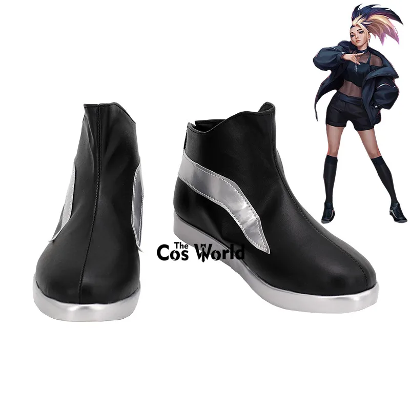 LOL KDA девушка группа Baddest Akali игры настроить косплей обувь на плоской подошве сапоги