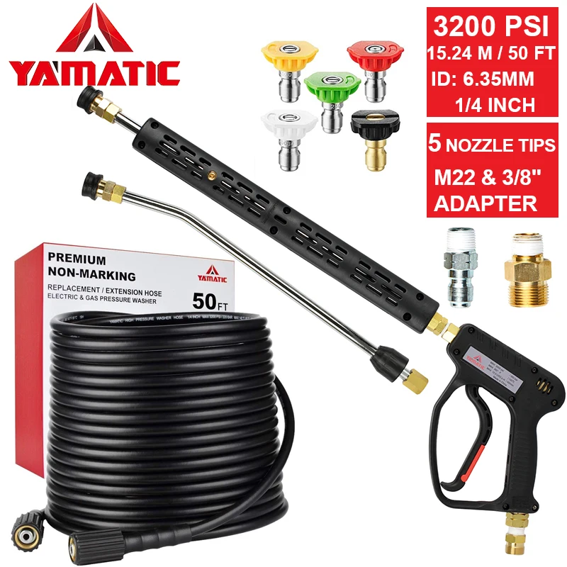 Шланг для мойки высокого давления YAMATIC 3200 PSI/220 бар 1/4 дюйма 50 футов 5000 PSI/345 |