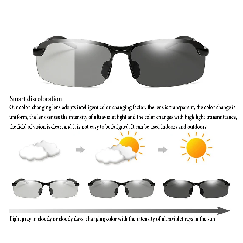 

Photochromic Sunglasses Men Polarized Driving Chameleon Glasses Male Change Color Sun Glasses Day Night Vision Driver's Eyewear