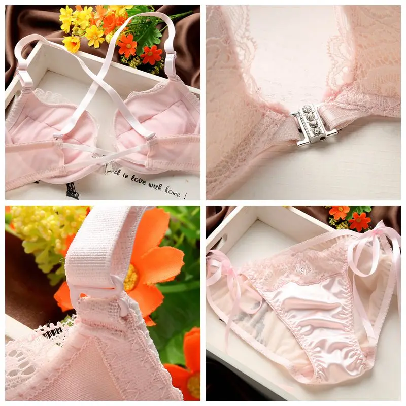 Женское кружевное белье пуш-ап секретное с застежкой спереди комплект красным