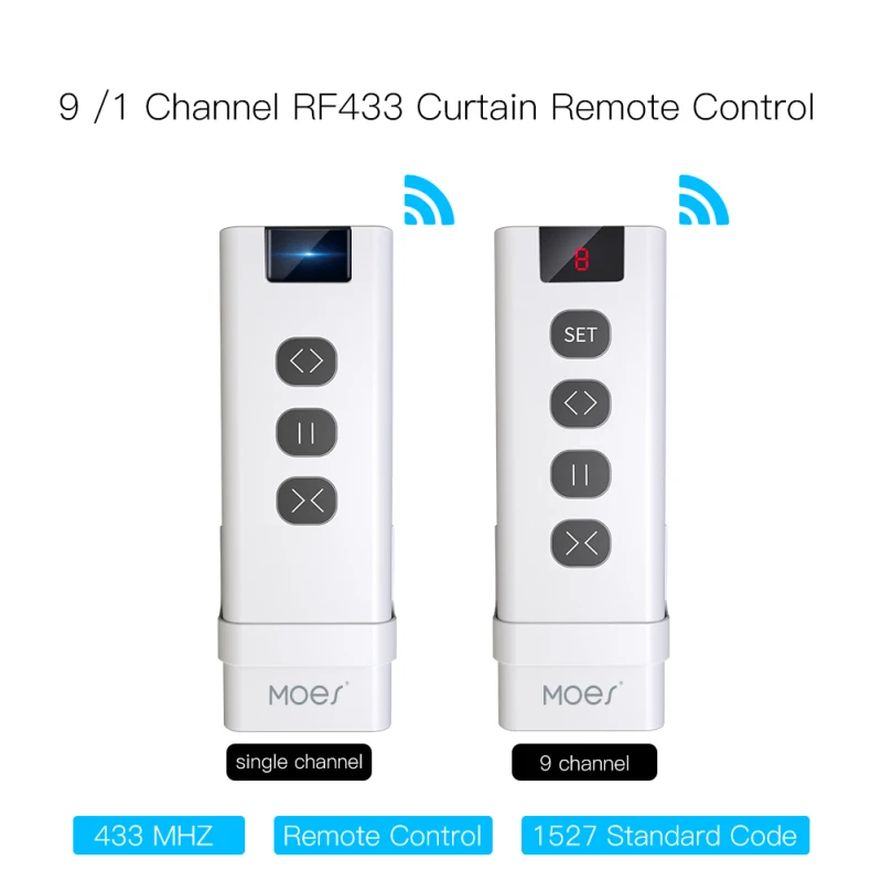 

9 Channel RF433 Remote Control For WiFi Curtain Switch RF Roller Blinds Module Battery Powered Curtain Accessories Emitter