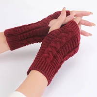 half finger gloves for women winter soft warm wool knitting arm gloves soft warm mittens handschoenen unisex guantes mujer ne