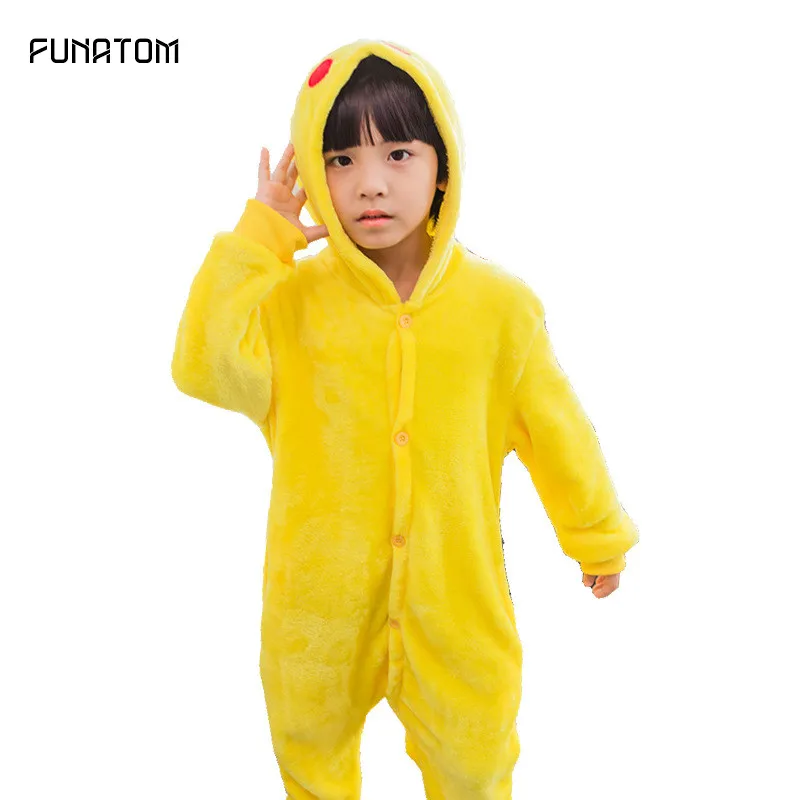Child Pikachu Pajama Onesie Kid Boy Girl Winter Anime Overall Pyjama Onepiece Baby Warn Animal Sleepwear kengurumi | Тематическая