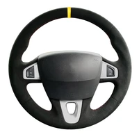 black suede car steering wheel cover for renault fluence ze 2010 2016 megane 2008 2016 samsung sm3 2009 2010 2011 2012 2014