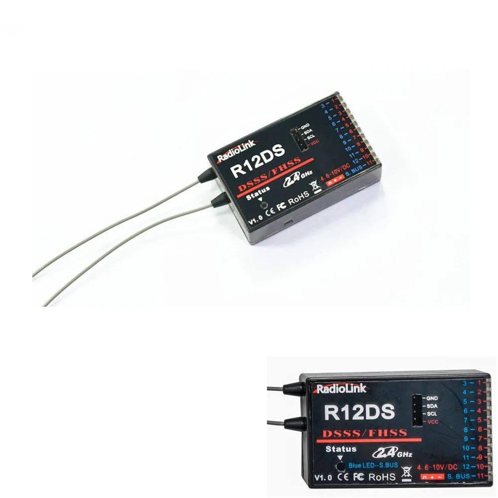 RadioLink R12DS 12CH 12 канальный приемник 2 4 ГГц для AT10 передатчик летательный аппарат