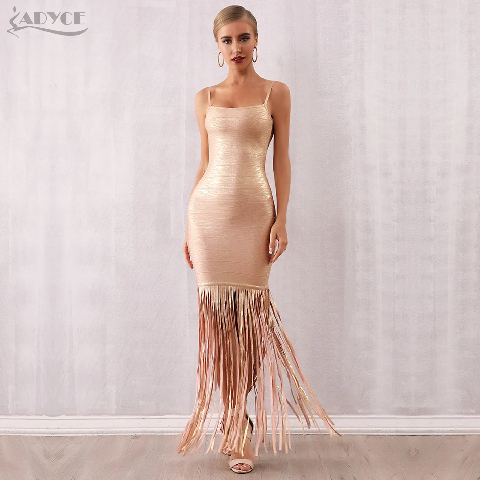 Adyce новое летнее женское Бандажное Платье макси с кисточками Vestidos сексуальное Клубное платье без рукавов с бахромой вечернее платье в стиле знаменитостей