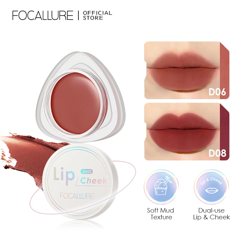 

FOCALLURE Matte Lip Clay New Velvet-hazy Matte Dual-Use Cheek & Lip Mud More Pigment Soft Smooth Lipstick