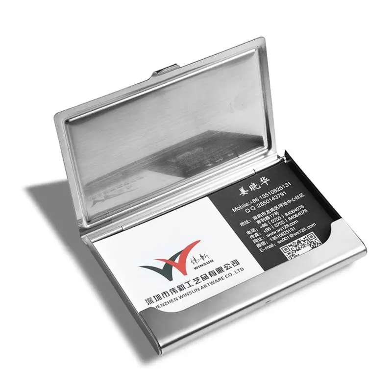 

Pocket Stainless Steel & Metal Business Card Holder Case ID Credit Wallet Silver