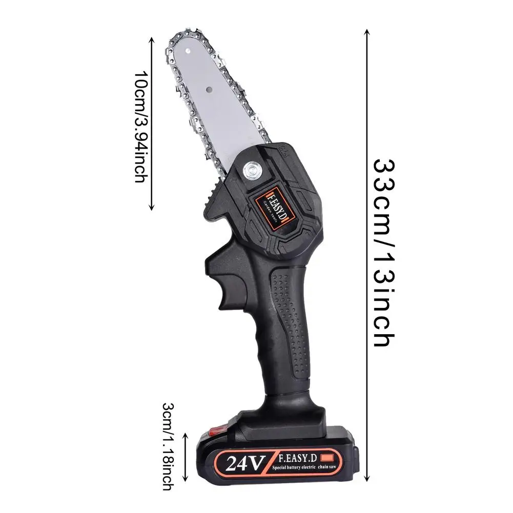 

24V Electric Chainsaw 4-Inch Cordless Handheld Pruning Saw Portable Home Garden Logging Power Tool US/UK/EU Plug