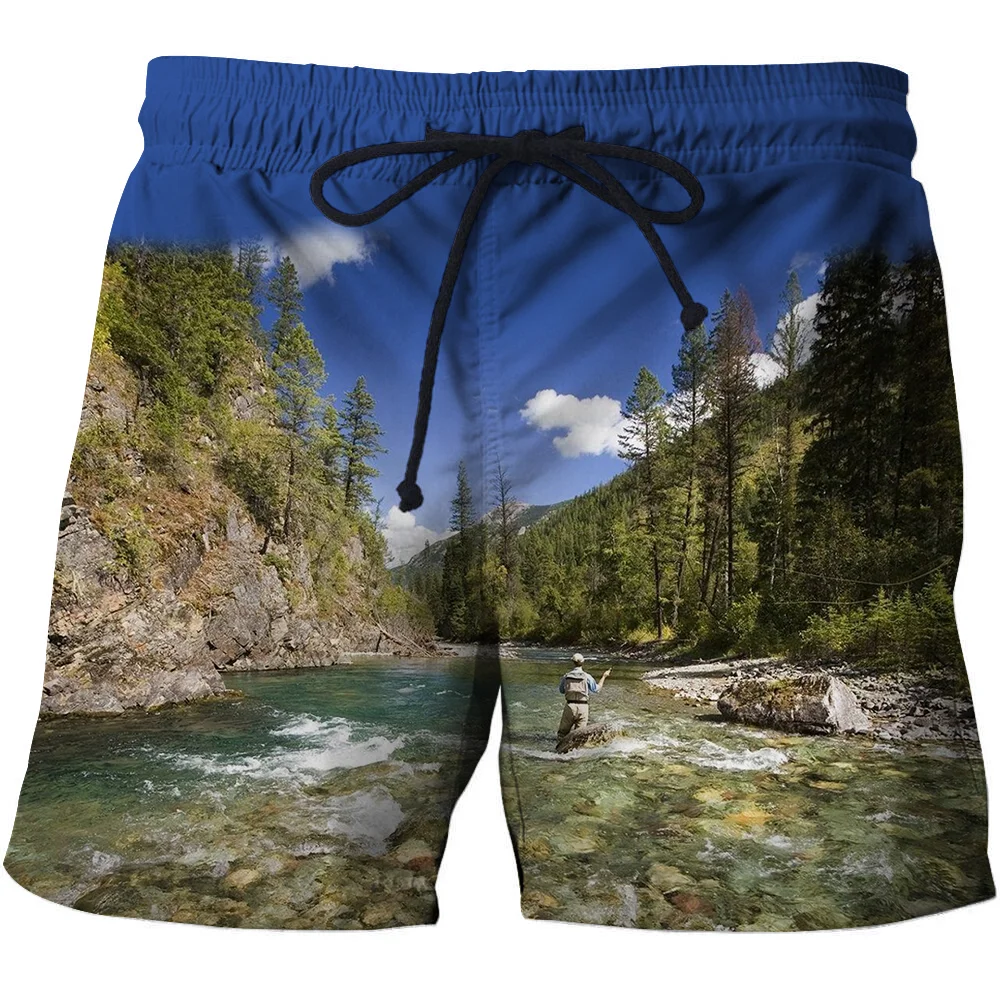 2021 New Swim shorts swim pants beach board 3d printed fishing swim shorts quick dry pants swimsuit men's casual running shorts