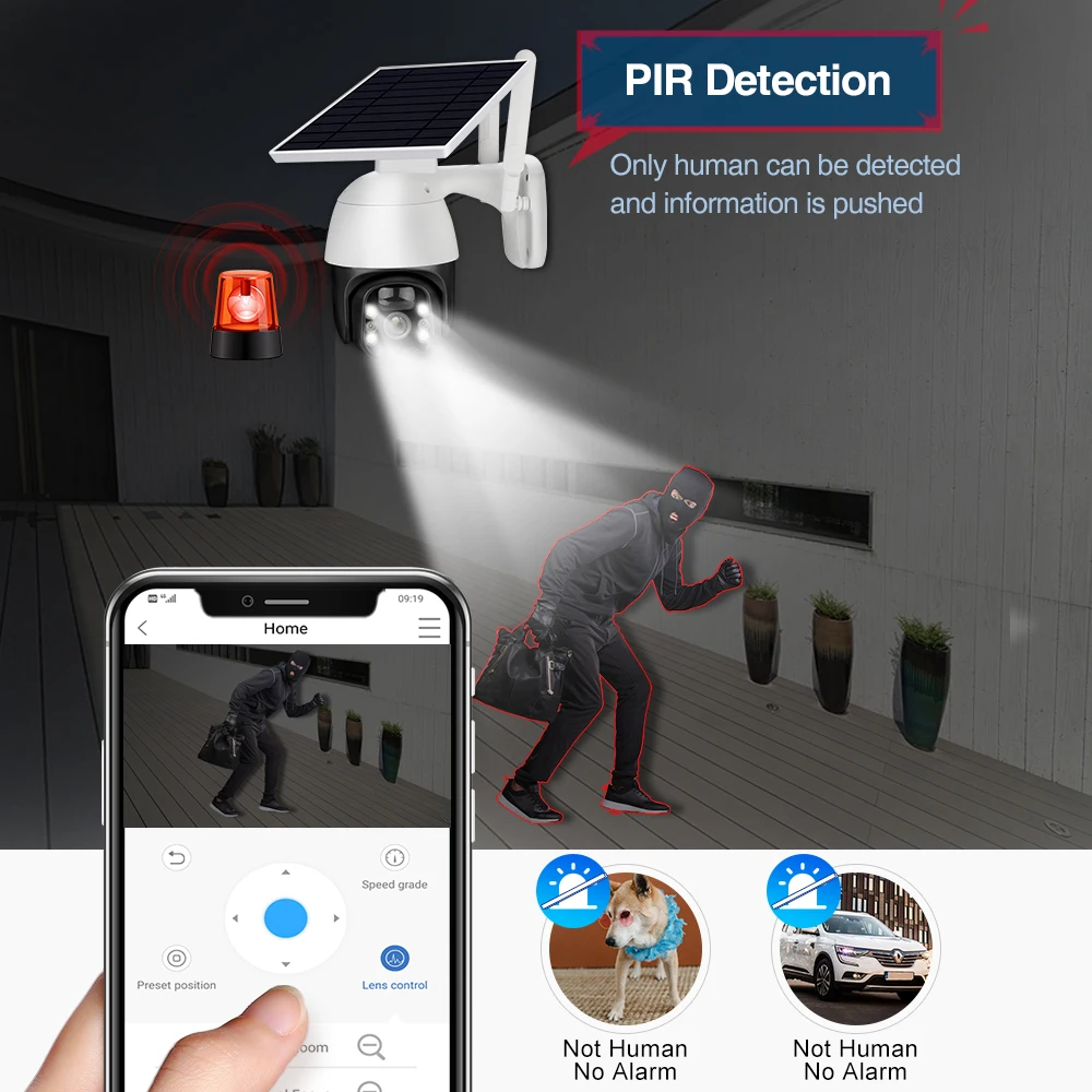 MISECU IP-камера наружная PTZ 1296P Беспроводная камера на солнечных батареях