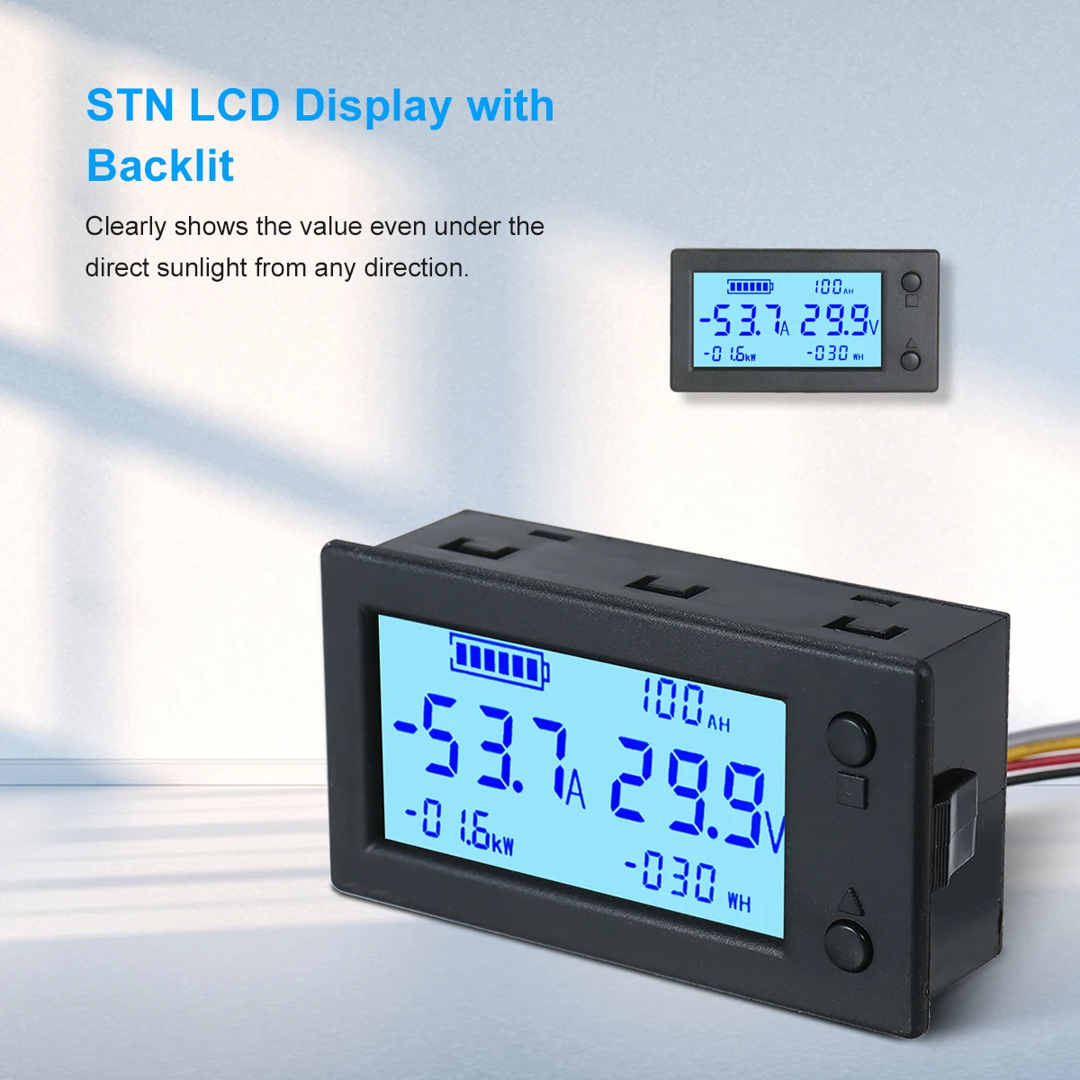 

DC 5V~90V Digital Voltmeter Ammeter Gauge Battery Capacity Energy Monitor 5-in-1 Voltage Amp Power Watt-Hour Meter Coulometer