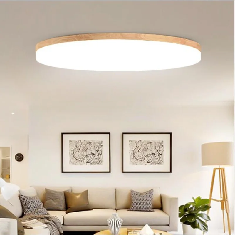 LuKLoy Modern Wood Ceiling Mount LED Light Lamp with Lens Larger Beam Angle Super Thin 5cm for Living Room Bedroom | Лампы и освещение