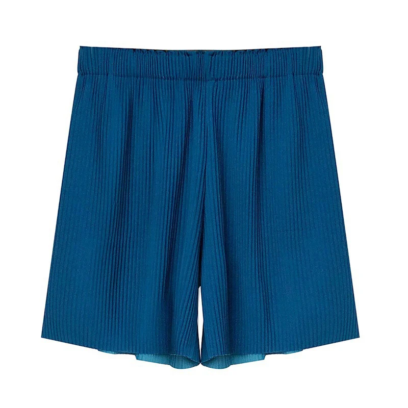 

GALCAUR Loose Fold Pleated Black Shorts For Women High Waist Minimalist Casual Shorts Womens Summer Clothing 2021 Fashion Style