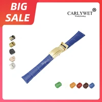 carlywet 20mm top quality blue green leather vintage luxury wrist watch band strap clasp for rolex daytona submariner oyster gmt