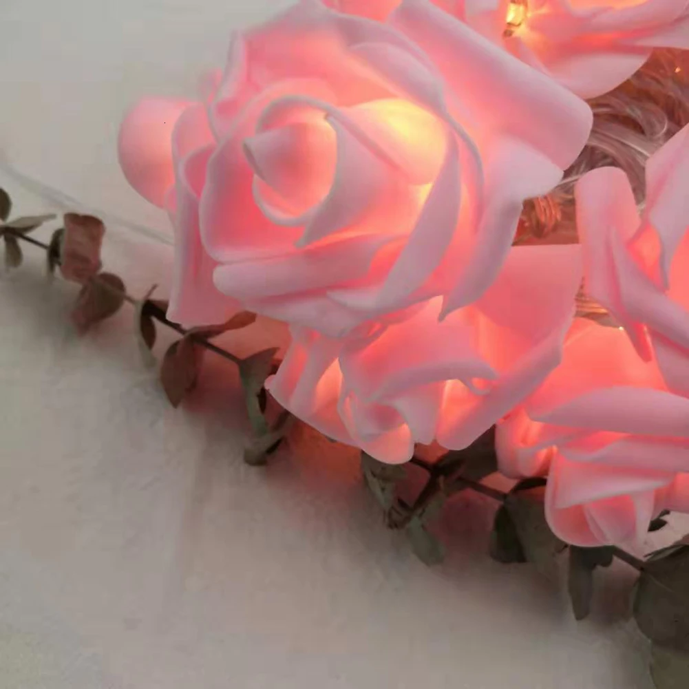 3 м светодиодная гирлянда с розовым цветком работающая от батареи Рождественская
