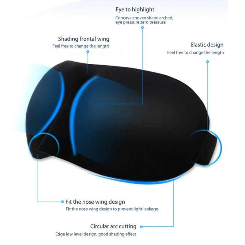 1Pcs Eye Shade Sleep Blackout Goggles PVC 3D Eye-Patch Fatigue Mitigation Breathable Nerves Cool Goggles