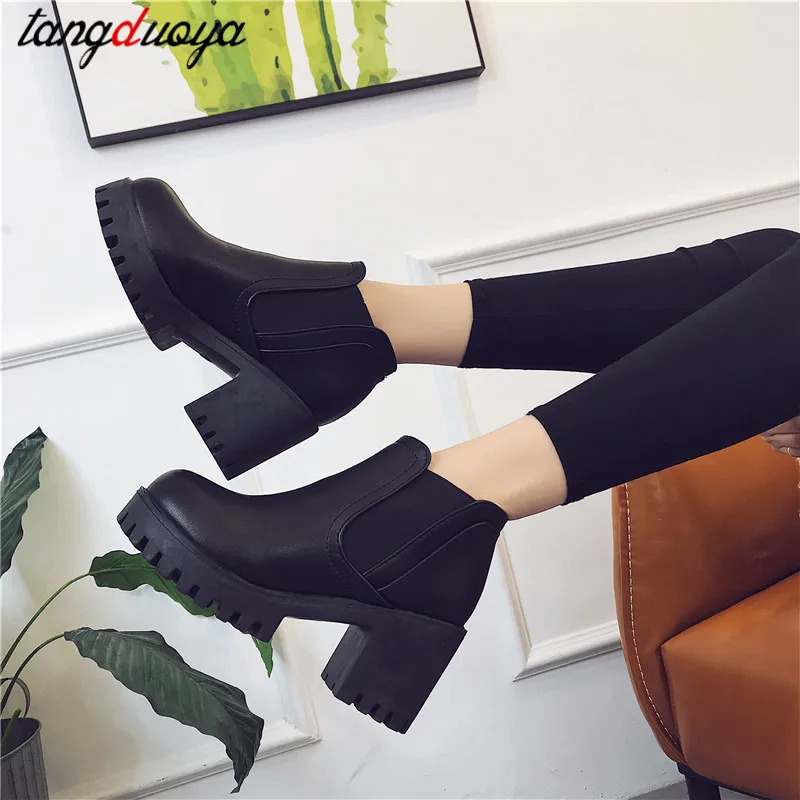 Ботинки Челси на высоком каблуке удобные женские повседневные модные замшевые