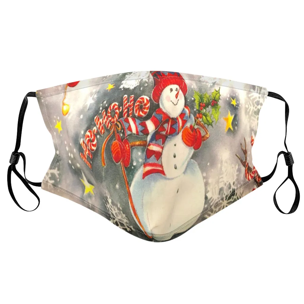 

Christmas Masks Cotton Fabric Print Reusable Washable Breathable Face Cover Facemasks For Women Men Festive Party
