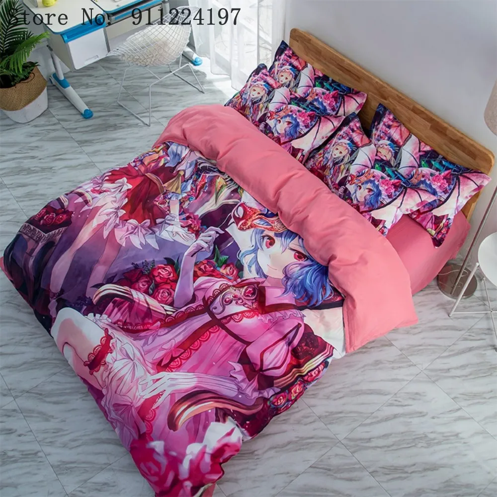 Japanese anime 3pcs duvet cover sets cute girls Quilt 3D king queen size single Double bedclothes cartoon Bedding | Дом и сад
