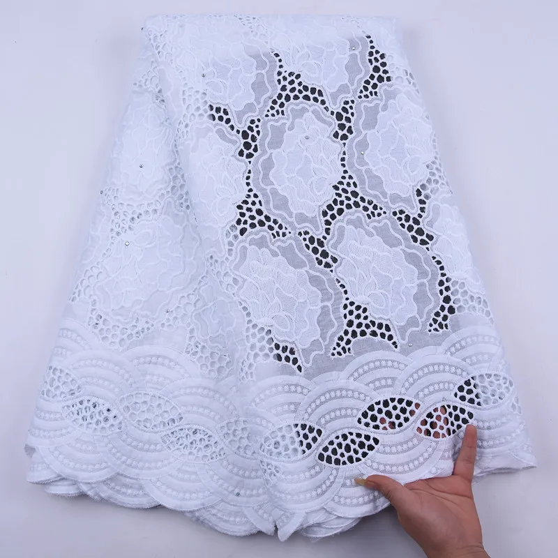 Чистая белая африканская кружевная ткань высокого качества хлопковая
