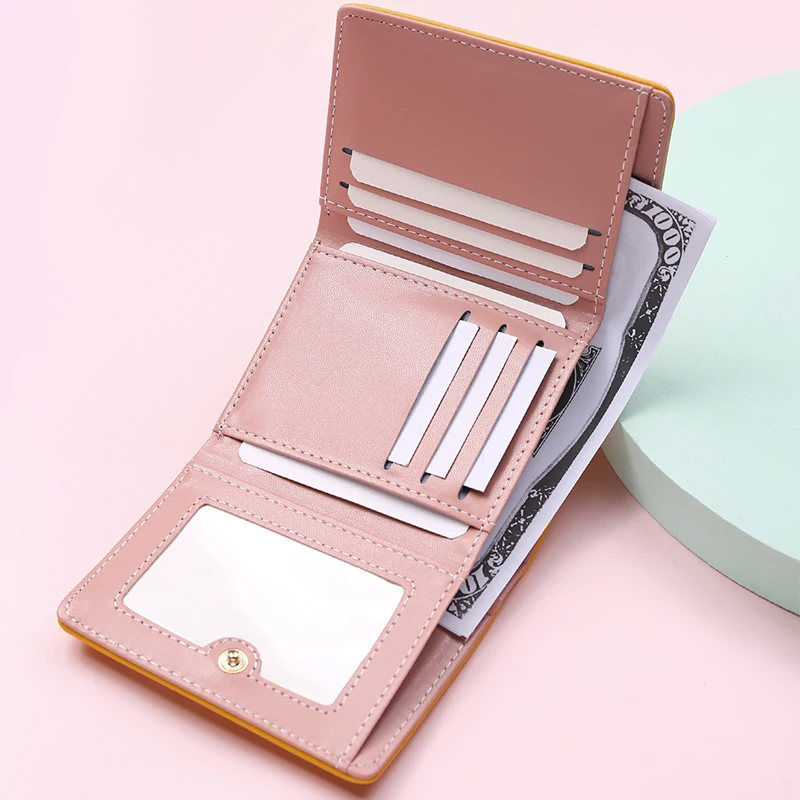 Women Cute Small Dinosaur Wallet Buckle Folding Girl Wallet Brand Designed Pu Leather Coin Purse Female Card Holder