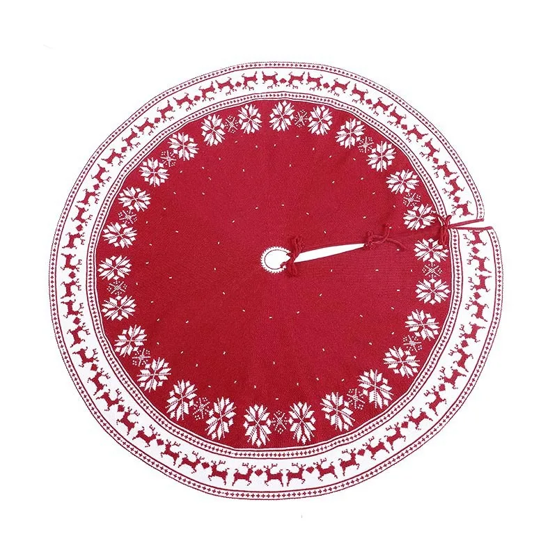 Falda Circular de punto para &aacute;rbol de Navidad, copo de nieve, ciervo, rojo vino, regalos de Navidad, adornos de decoraci&oacute;n fina, decoraciones navide&ntilde;as para el hogar-4