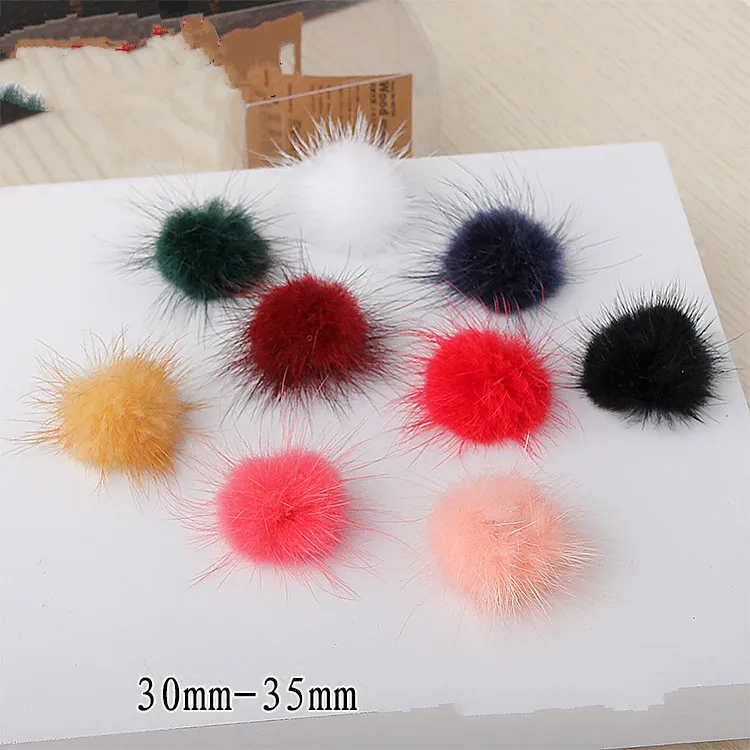 Осенне зимний шарик из меха норки кролика самодельная шпилька для волос ручной