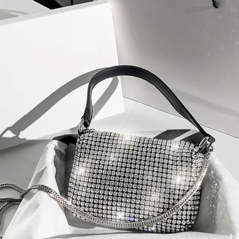 

2021 HOT Diamond Hobo Bag Women Handbag Clutch Fashion Vintage Shoulder Handbag Hobos Diamond Messenger Handbag Lady Shiny Hobo