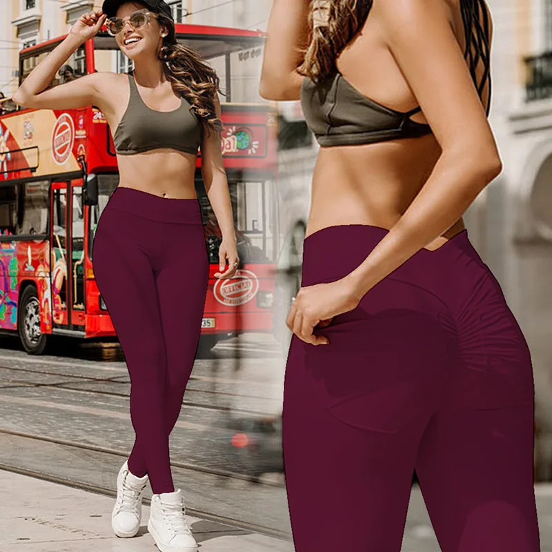 

2021 Sports Leggings Women Fitness Pocket Push Up Breathable Sweatpants High Waist Running Workout Slim Fit Gym Legging