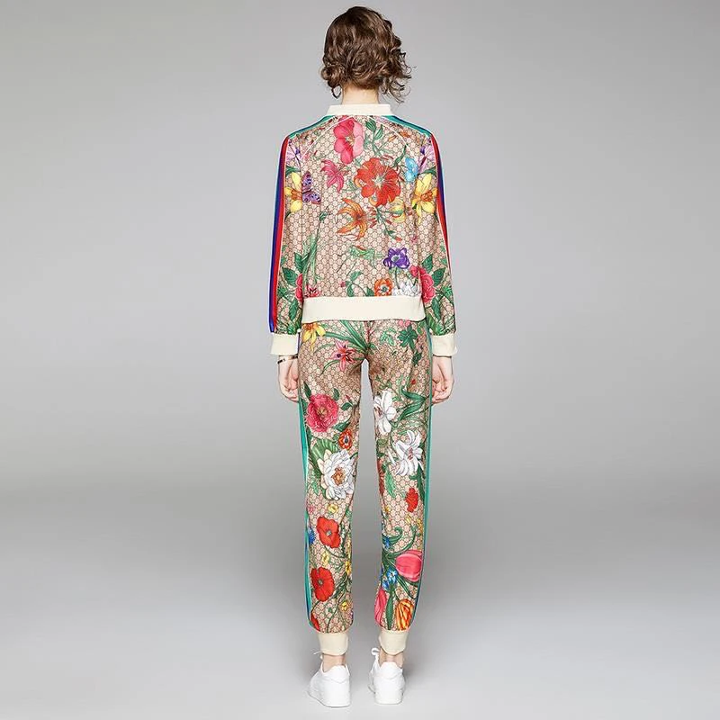 

2020 European and American new fashion all-match casual sports suit comfortable waist long sleeve trousers two-piece suit