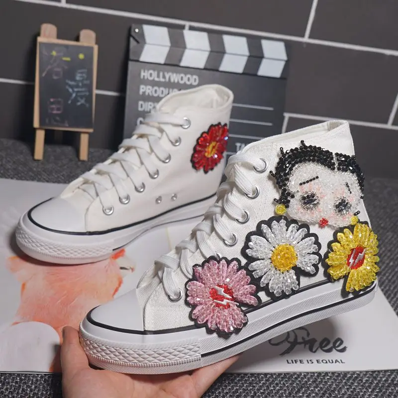 

2021 new European station heavy industry thick-soled white all-match casual shoes tide brand increased canvas shoes women