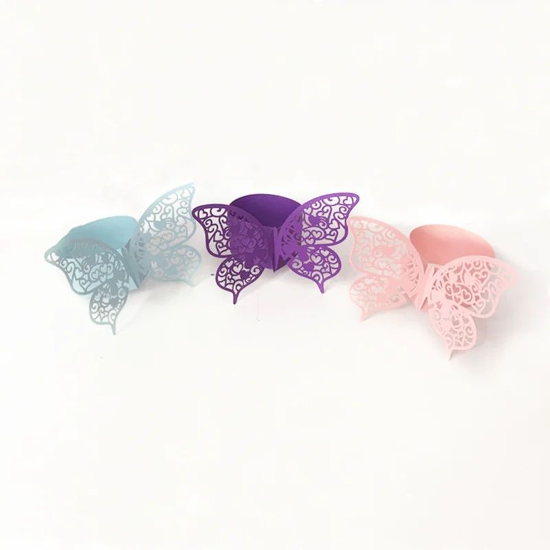 100PCS Butterfly Shape Wedding Napkin Ring Holder Pearl Paper Serviette Buckle Rond De Mariage Table Decoration | Дом и сад