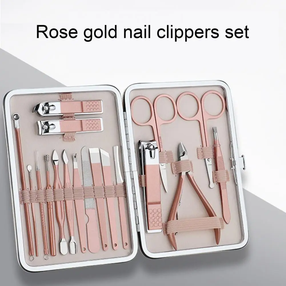 

1 Set Manicure Cutters Rose Gold Color Manicure Cutters Hygienic Faux Leather Toenail Fingernail Manicure Kit Pedicure Supplies