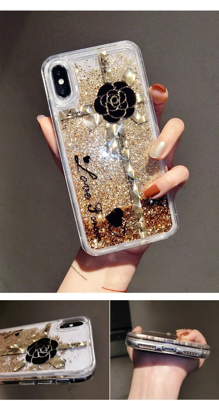 Новый дизайн чехол для телефона градиентный сыпучий песок с блестками плавучий