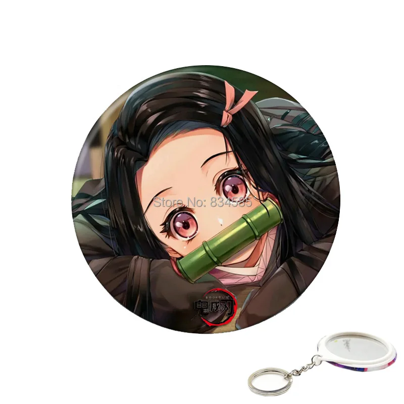Аниме Demon Slayer: Kimetsu no Yaiba брелок Kamado Tanjirou/Nezuko с зеркалами для макияжа рюкзака/сумки