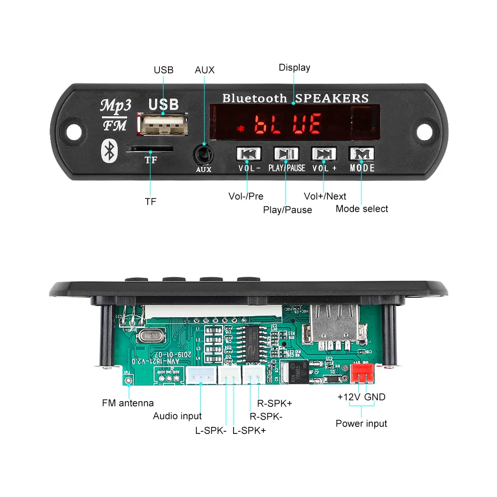 Плата Bluetooth усилителя AIYIMA 15Wx2 MP3 декодер плата 5 0 приемник WAV APE FLAC аудио USB TF FM