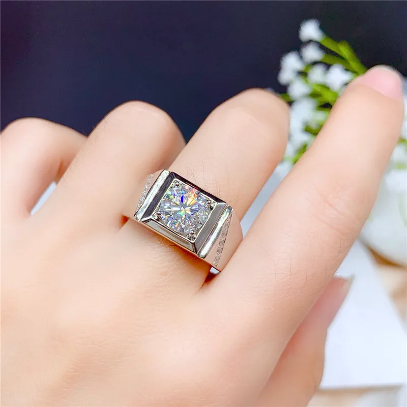 Модные кольца PT950 мужское ювелирное изделие яркое Кристальное квадратное кольцо