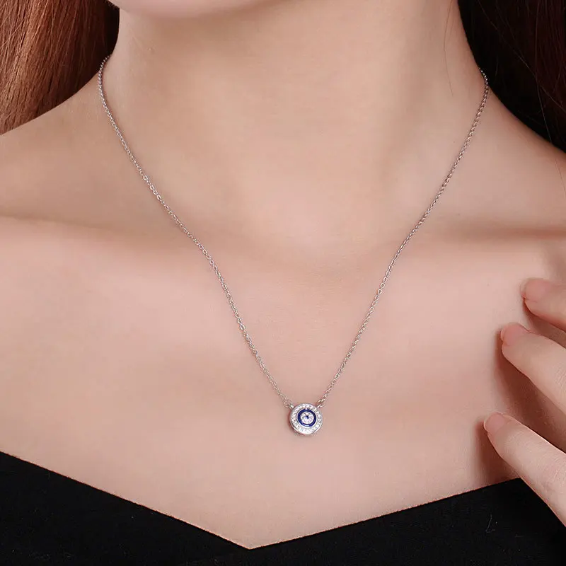 KALETINE, 925 пробы, серебряное ожерелье, женское, удача, голубой, сглаза, шарм, CZ, подвеска, длинная цепочка, ожерелье, s, турецкие мужские ювелирные изделия, колье