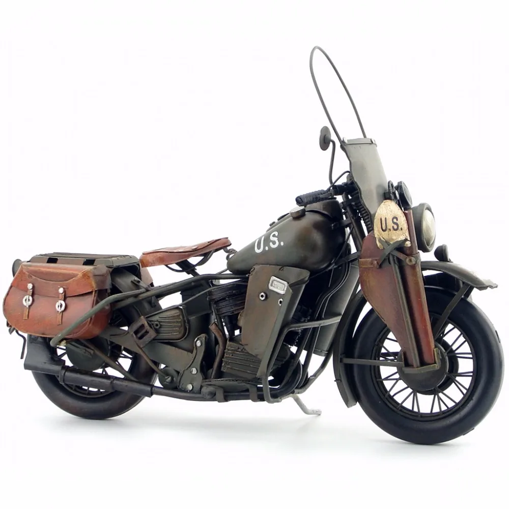 

Antique Classical Military Motorcycle Model Retro Vintage Wrought Metal Crafts For Home Decoration or Gift