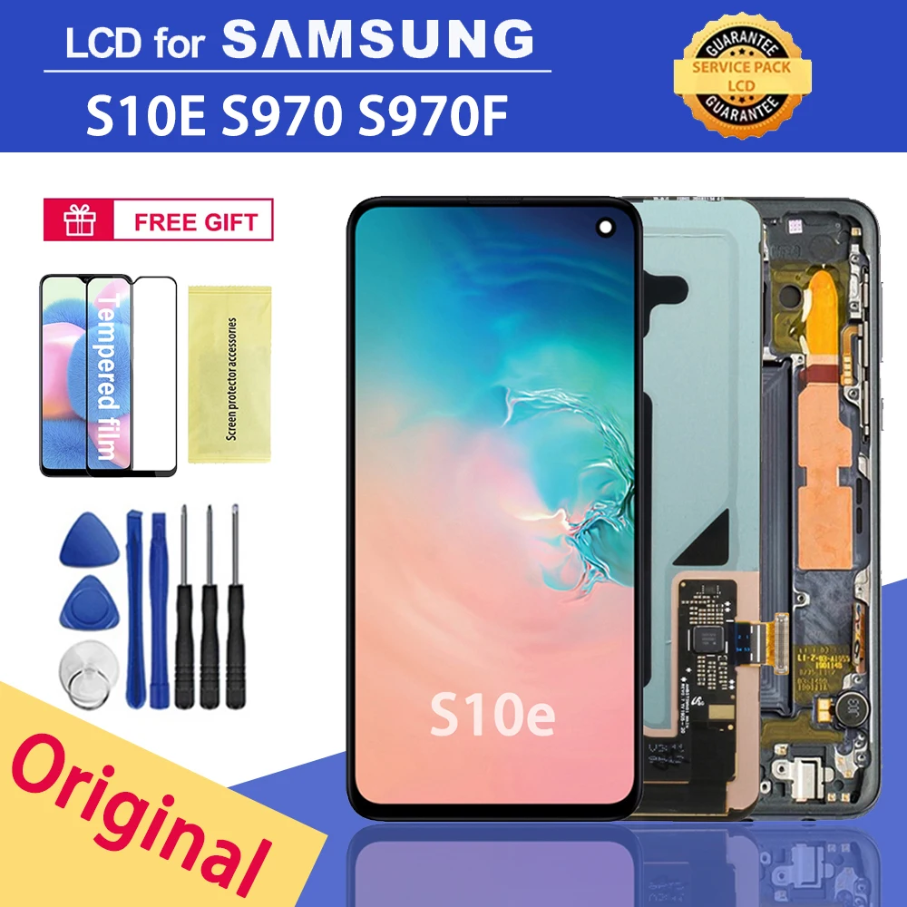 Pantalla LCD Original de 5,8 pulgadas para m&oacute;vil, montaje de digitalizador t&aacute;ctil para Samsung Galaxy S10E, G970, G970F-0