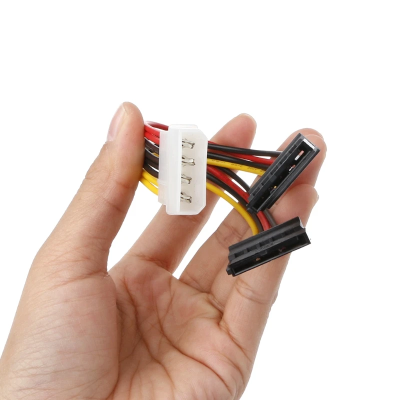 

2021 New Molex 4Pin Male To 2X Serial ATA 15Pin Female Y Splitter ATA Power Cable 15cm