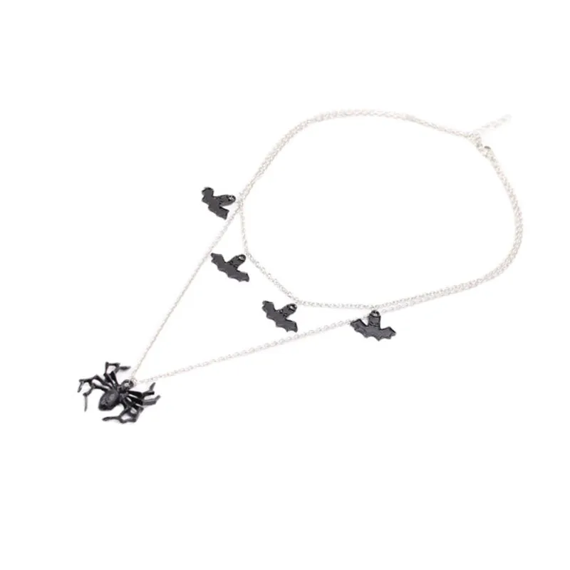 Ожерелье на Хэллоуин жуткая черная подвеска в виде летучей мыши ожерелья для