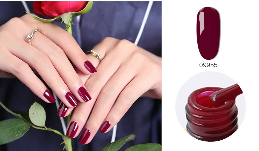 1 pc Nails Gel Polish Classic Red Soak Off Wine Red Color seires UV led lamp Hight quality Long Lasting Gel polish art nail