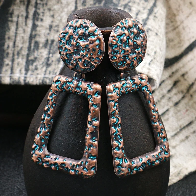 

Women korean Jewelry Geometric Irregular Retro Metal Earrings Birthday Gift